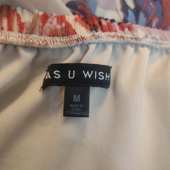 As u wish women's size medium long sleeve open shoulder dress floral southern - Picture 9 of 9